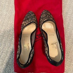 Christian Louboutin black lace stiletto pumps. Size 37.5
